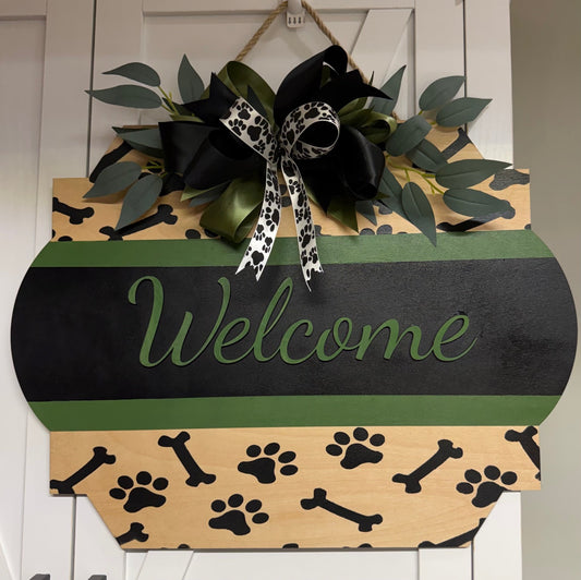 Dog bone/paw Welcome sign