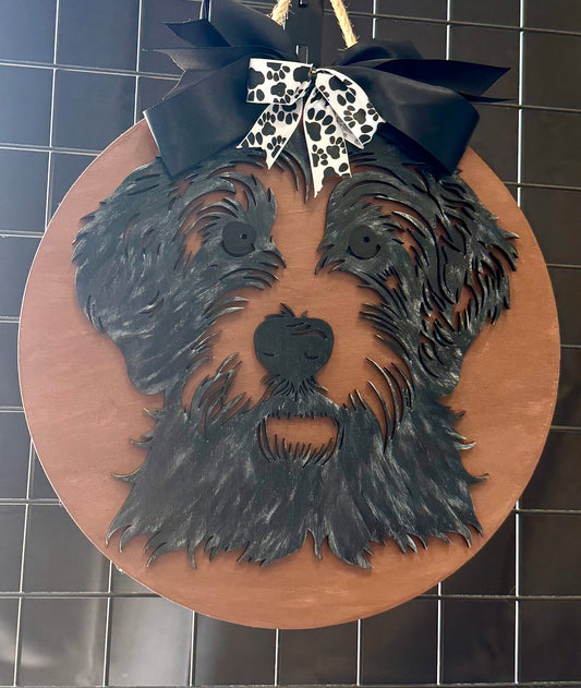 Doodle on Wood Board with Bow Door Hanger